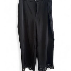 Chic Black Women's Pants with Lace Detail